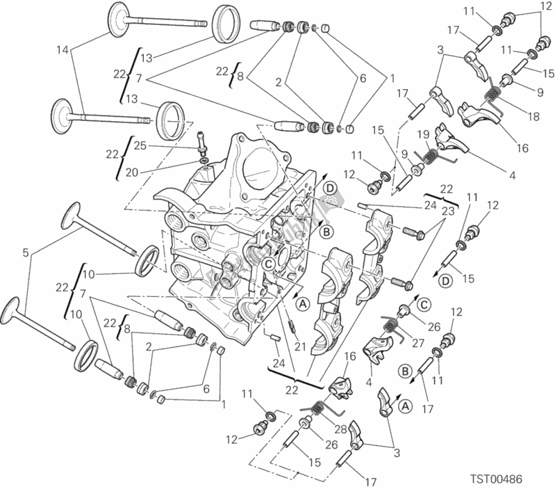 Todas as partes de Cabeça Horizontal do Ducati Hypermotard Hyperstrada Brasil 821 2015